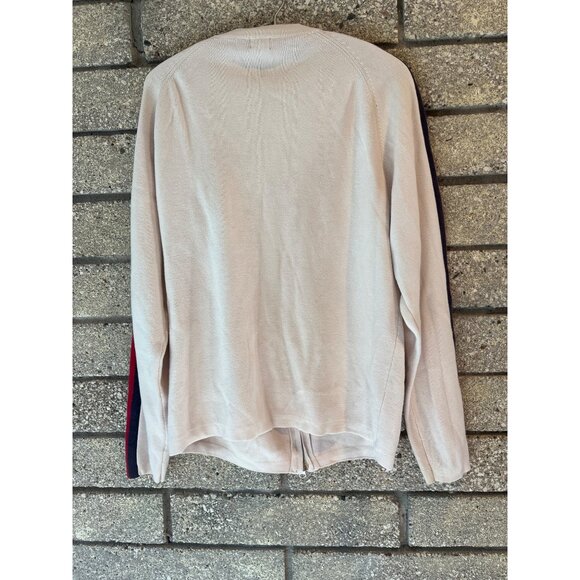 Levis Cream Zip-Up Jacket With Red & Navy Stripes And Embroidered Patch Details - Picture 7 of 9